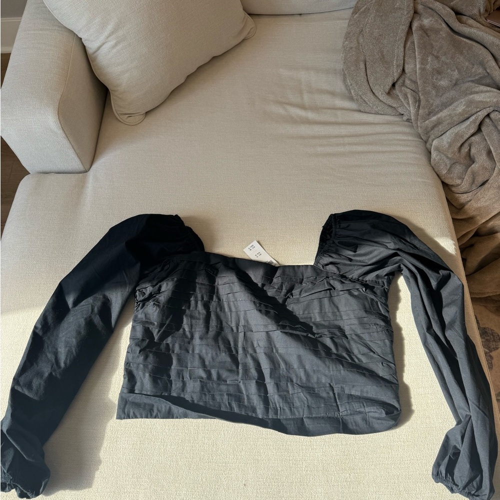 Abercrombie & Fitch Black Puff Sleeve Blouse